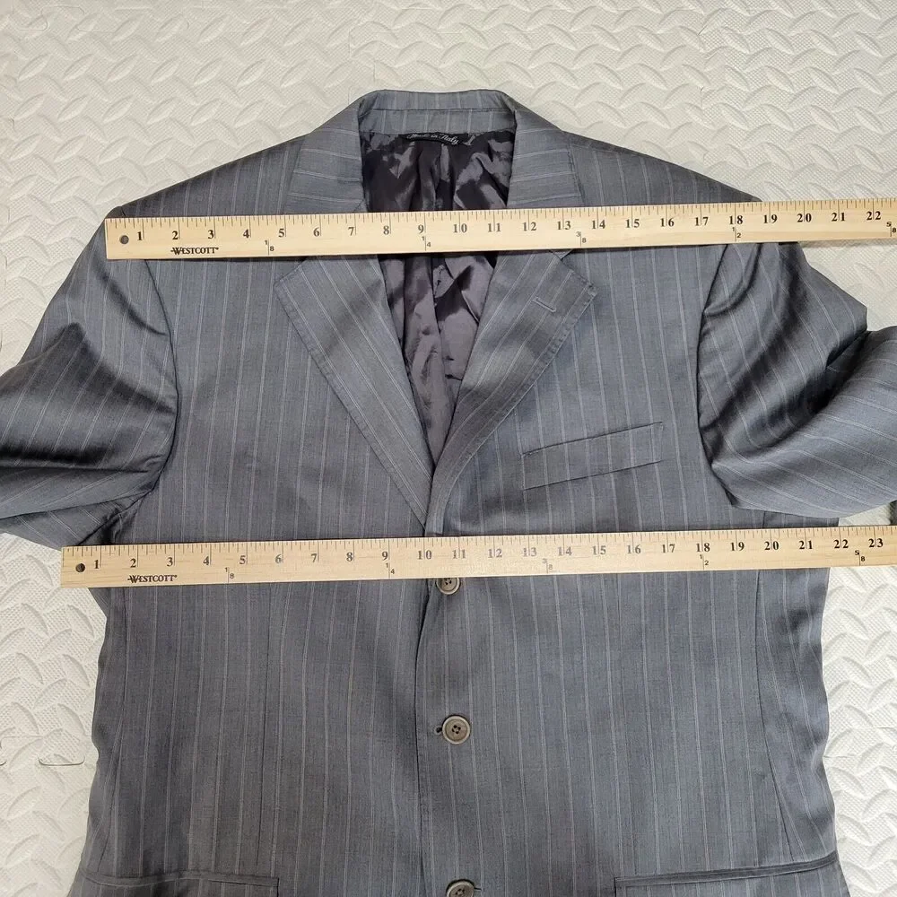 Ermenegildo Zegna Wool Suit‎ Jacket Size 44 RE Gray Pinstriped 